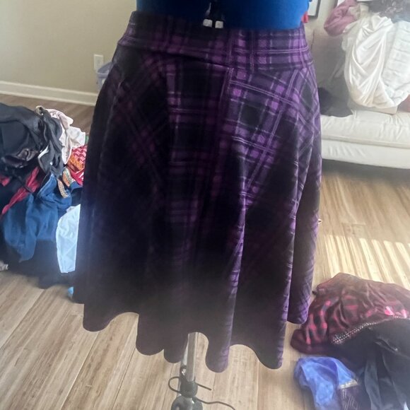 Urban Coco Mini Purple Plaid Circle Skater Skirt - Picture 3 of 5